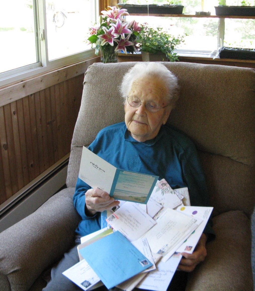 Lily with birthday cards