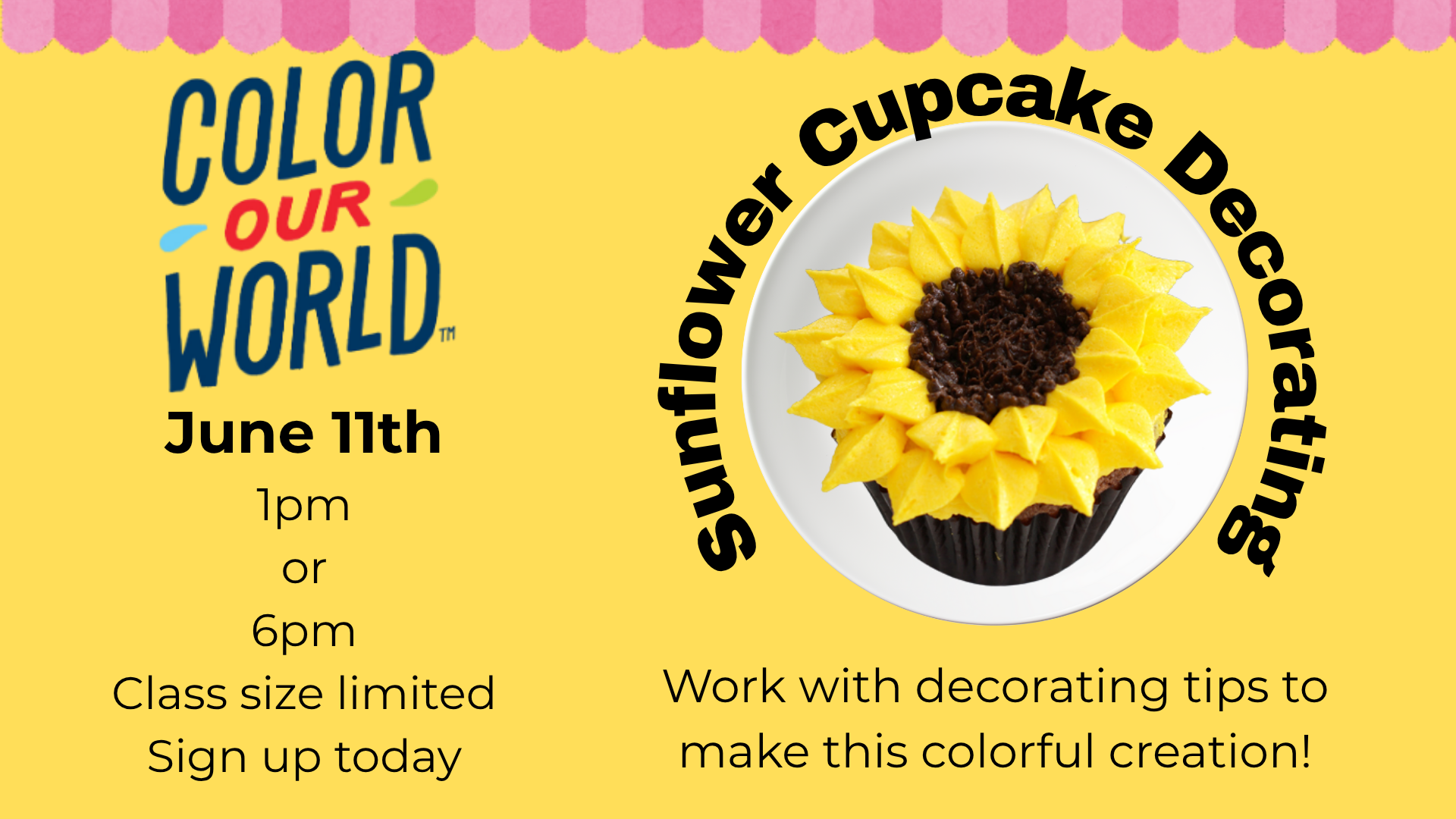 Sunflower cupcake decorting