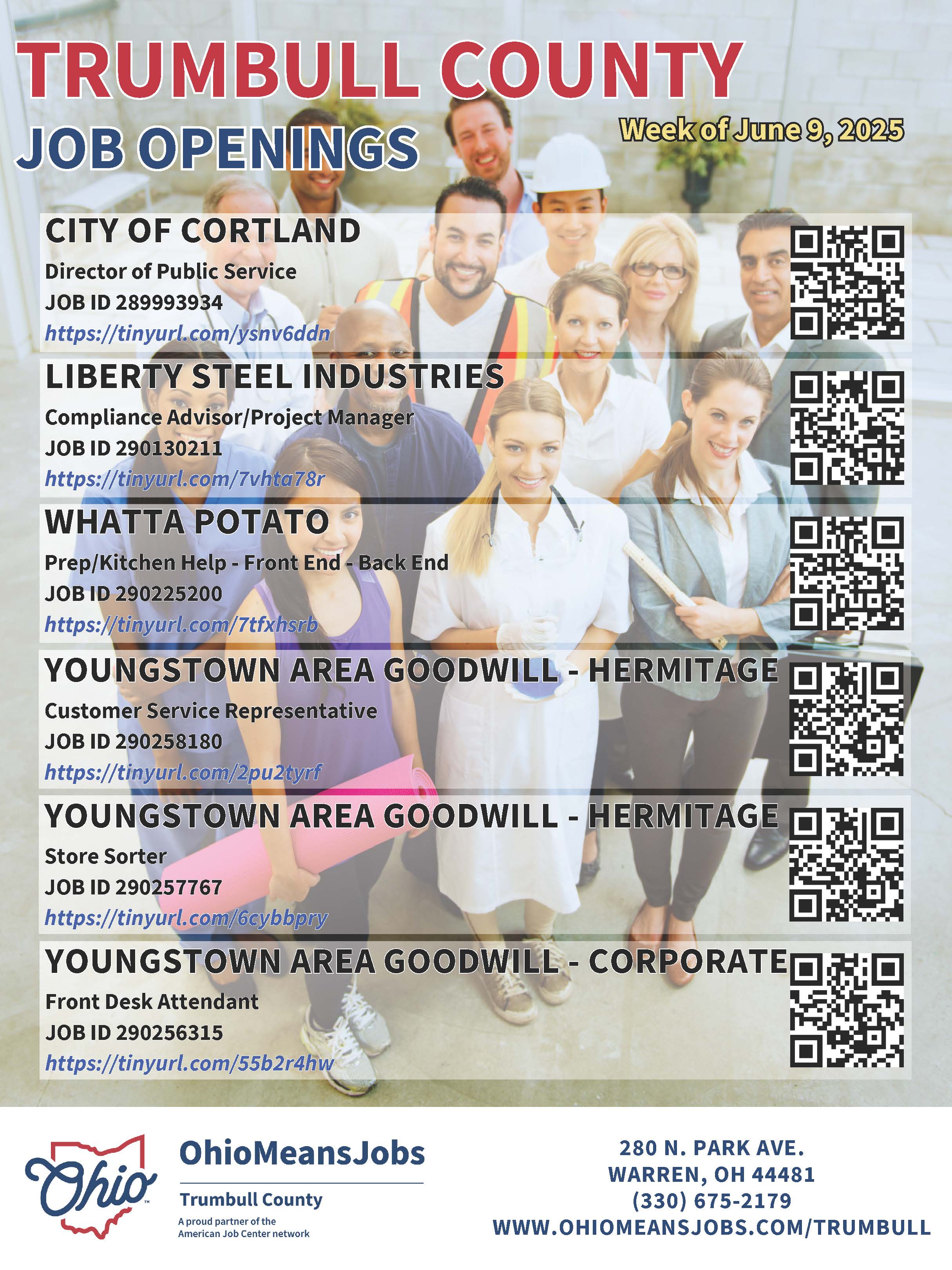 Trumbull County Job Openings Week of June 9, 2025