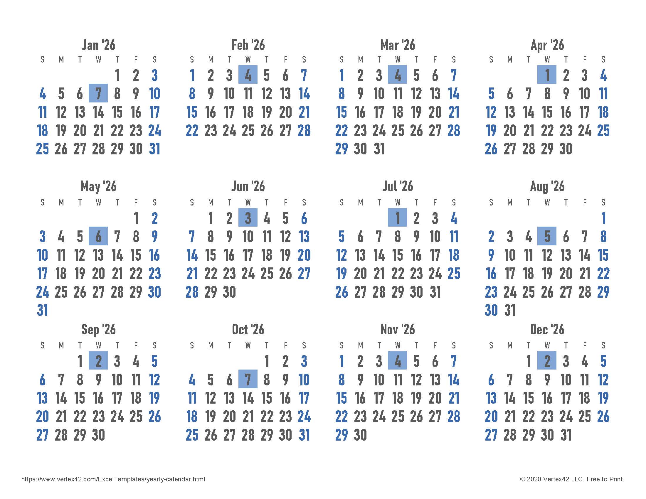 2026 Home Delivery Calendar