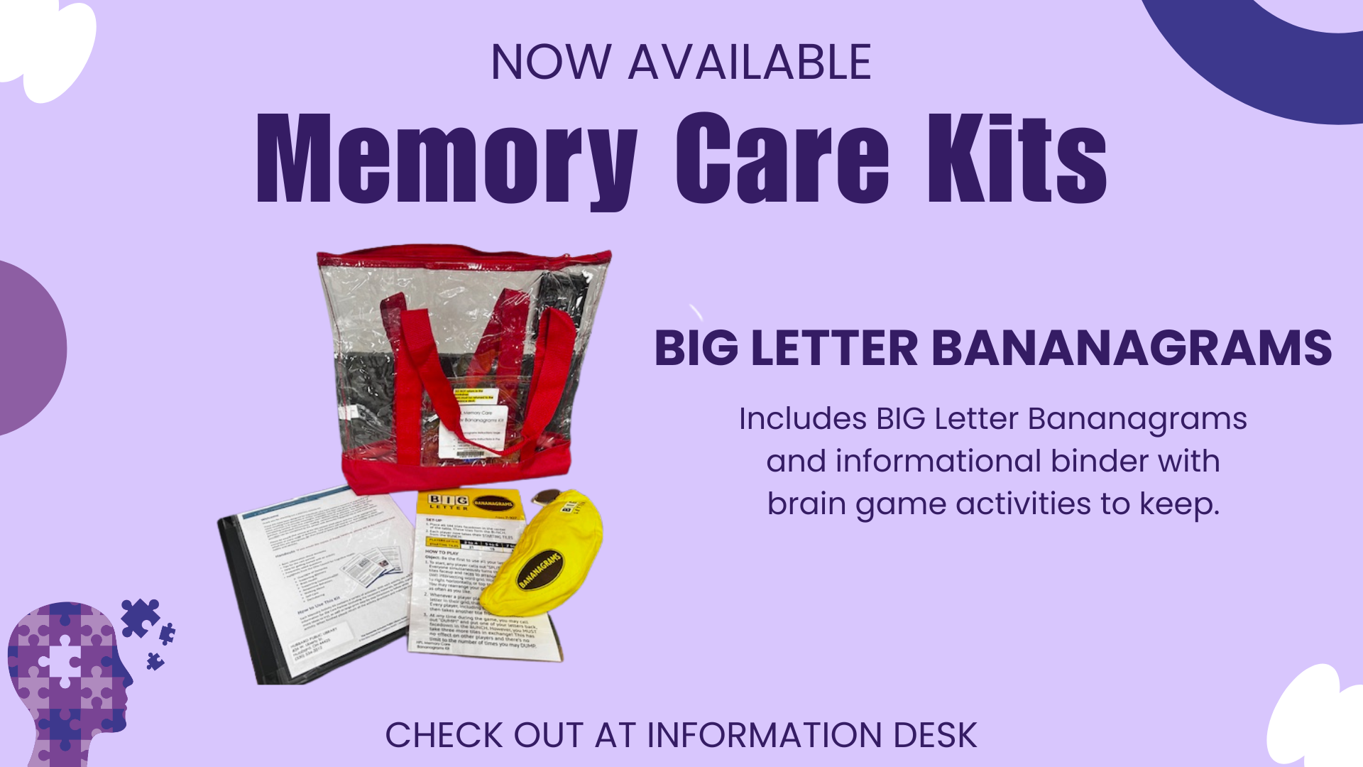 Big letter bananagrams memory care kit.