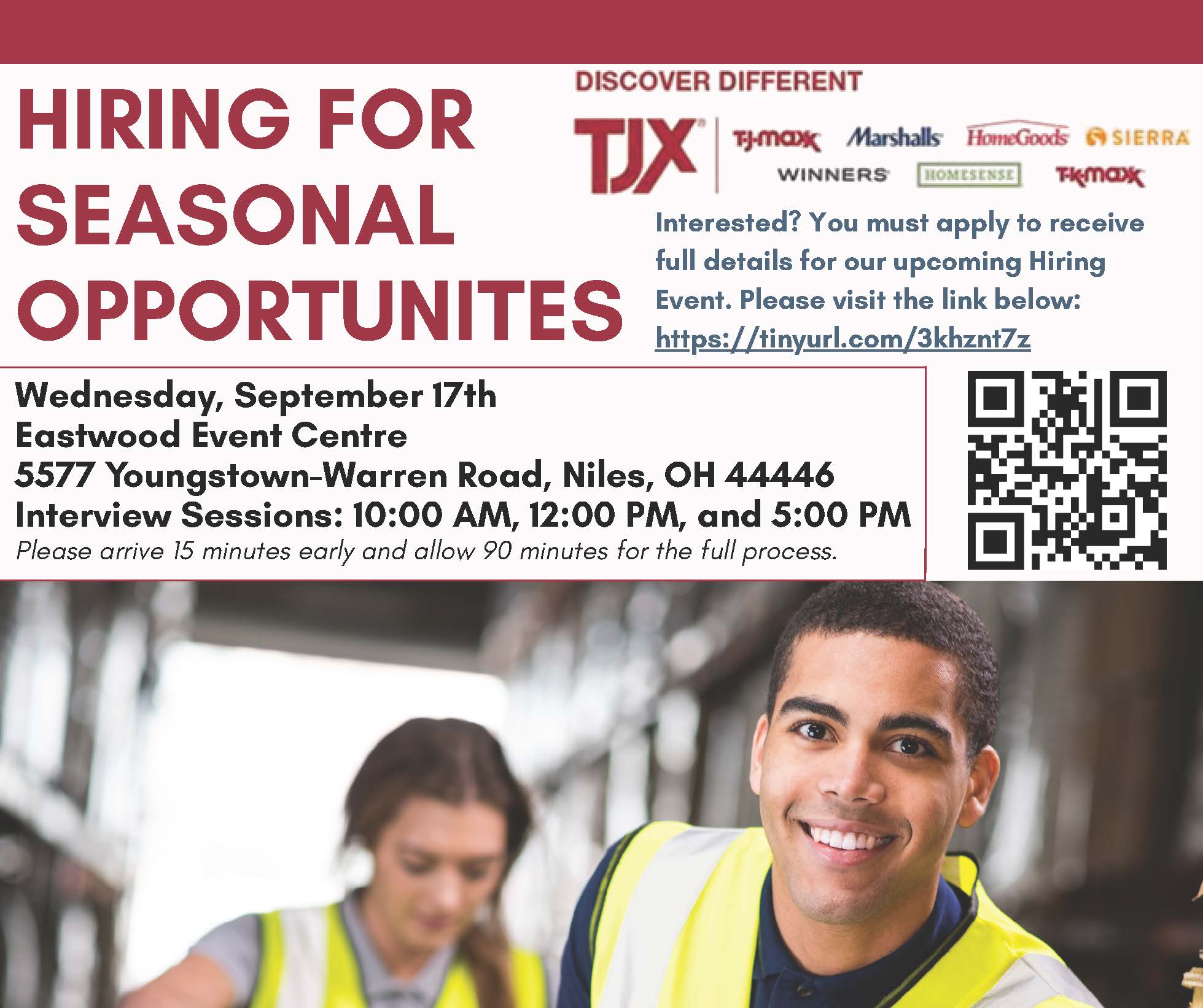 TJX hiring seasonal event September 17th 12pm to 5pm