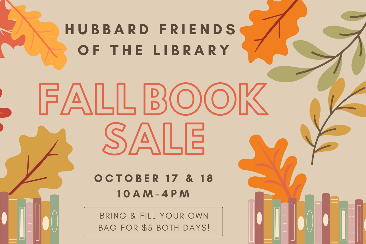 The fall book sale will be taking place on October 17 and 18 from 10 in the morning to 4 in the afternoon.