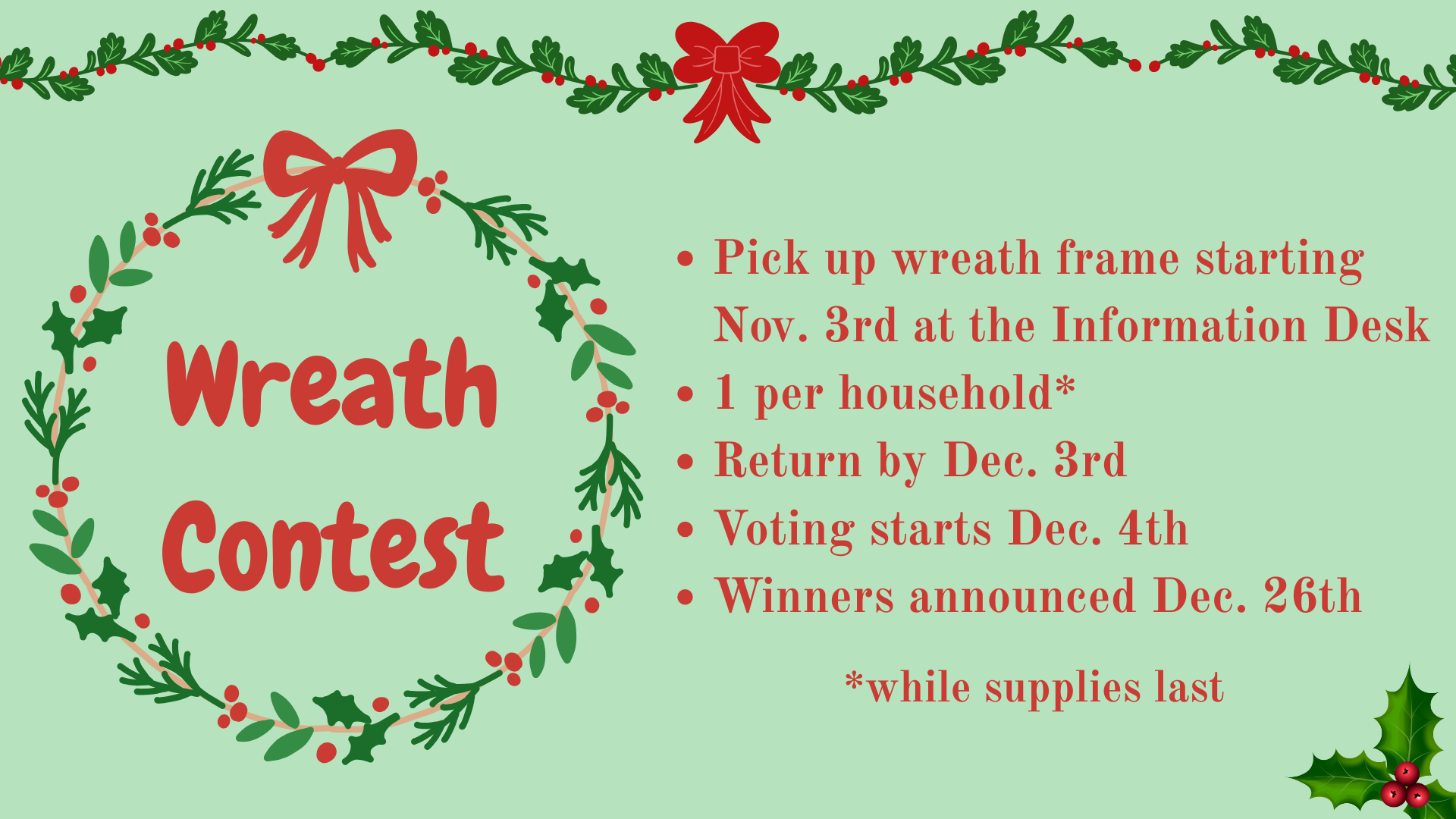 Wreath contest directions.