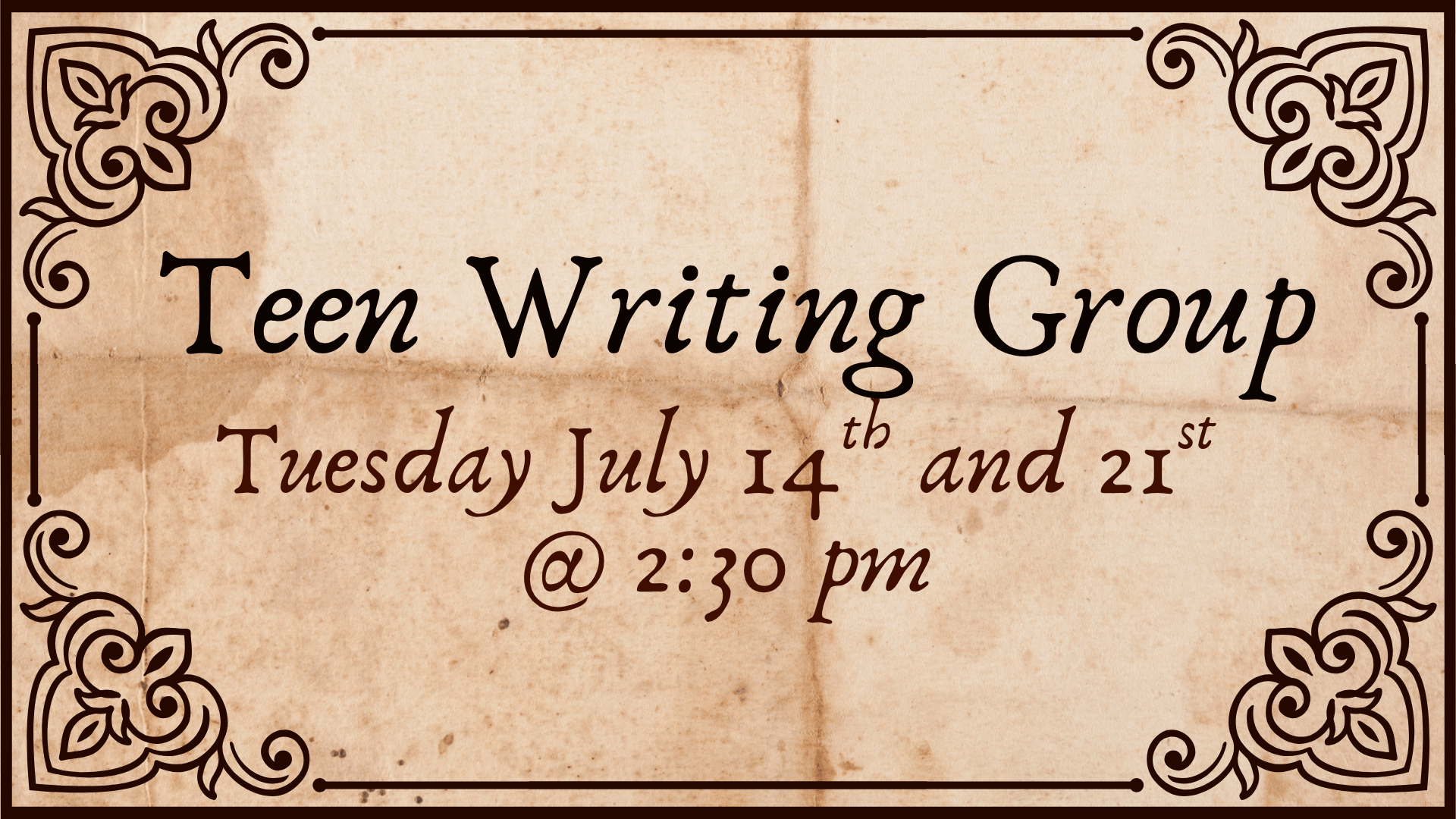 Teen Writing Group July 2026.