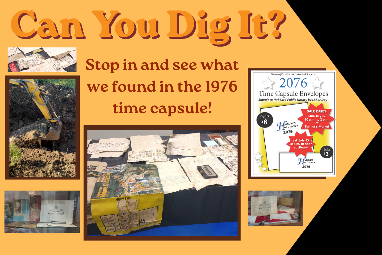 Time capsule contents and new time capsule envelope details.