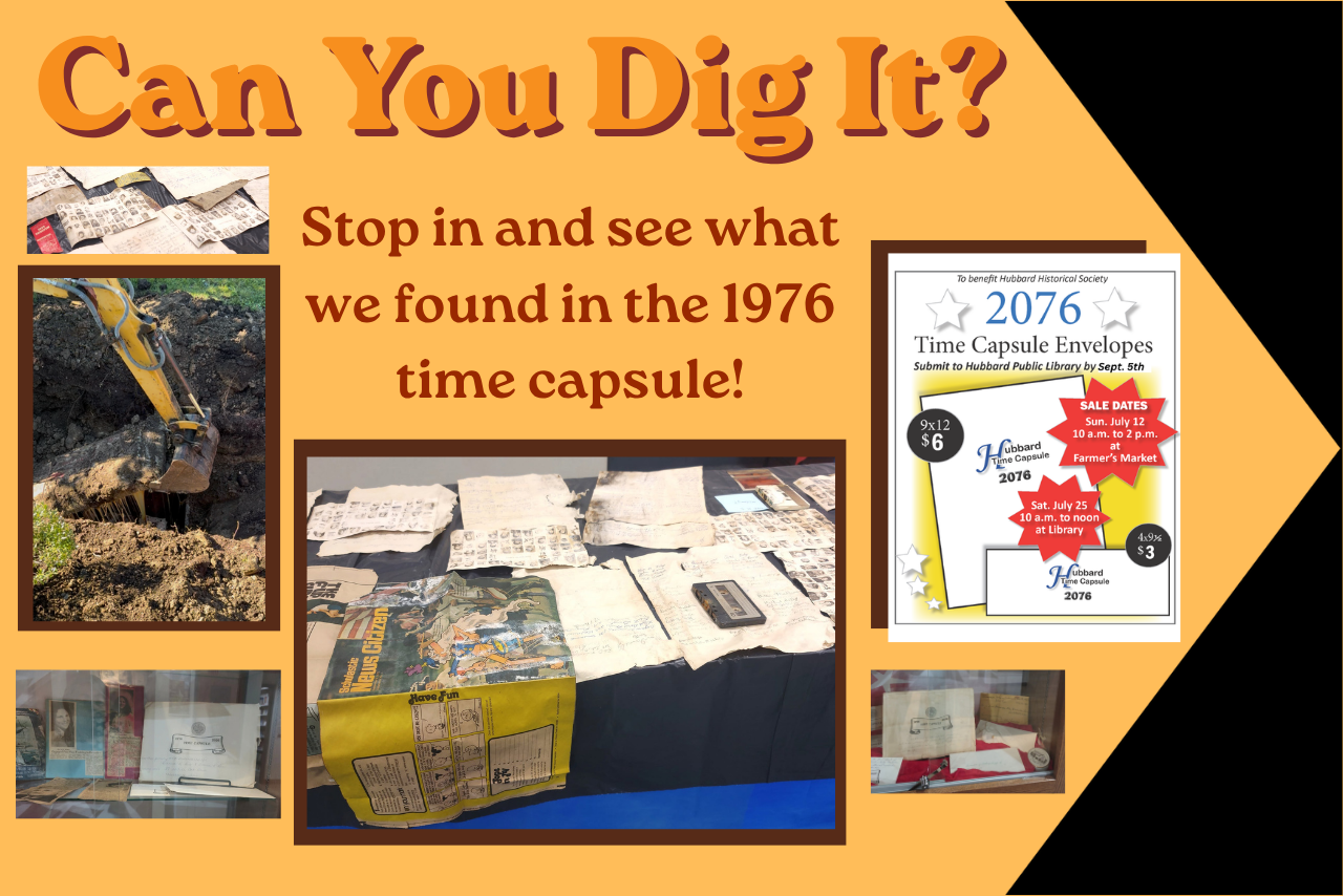 Time capsule display and envelope purchase information.