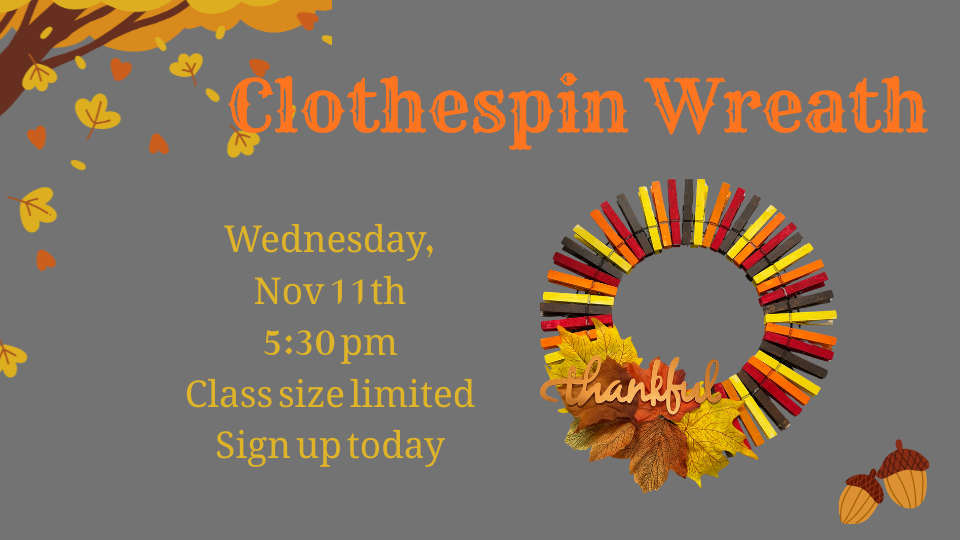 Clothespin wreath craft.