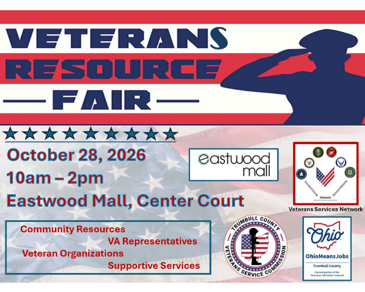 Veteran's Resource Fair October 28 10am-12pm at the Eastwood mall.