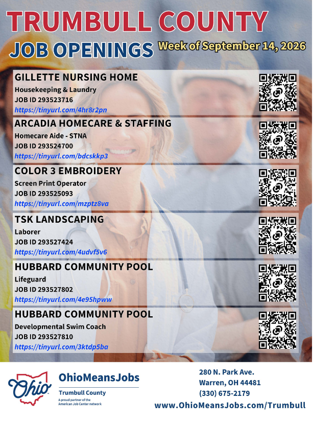 Trumbull county job openings.