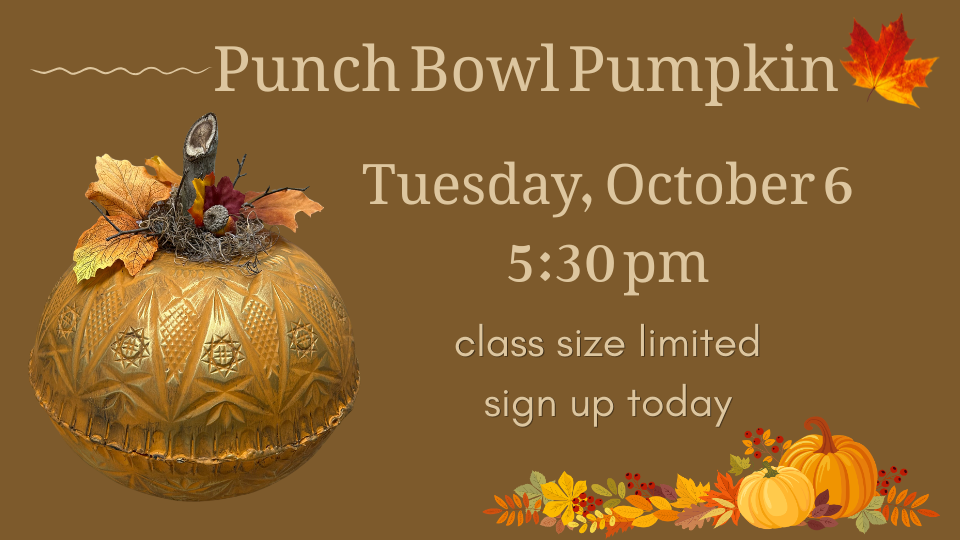Punch Bowl Pumpkin craft for adults.