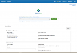 Ebsco database search screen