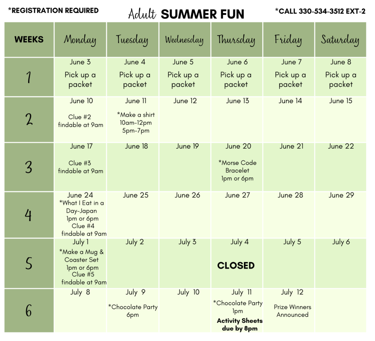 Summer Reading 2024 Calendar