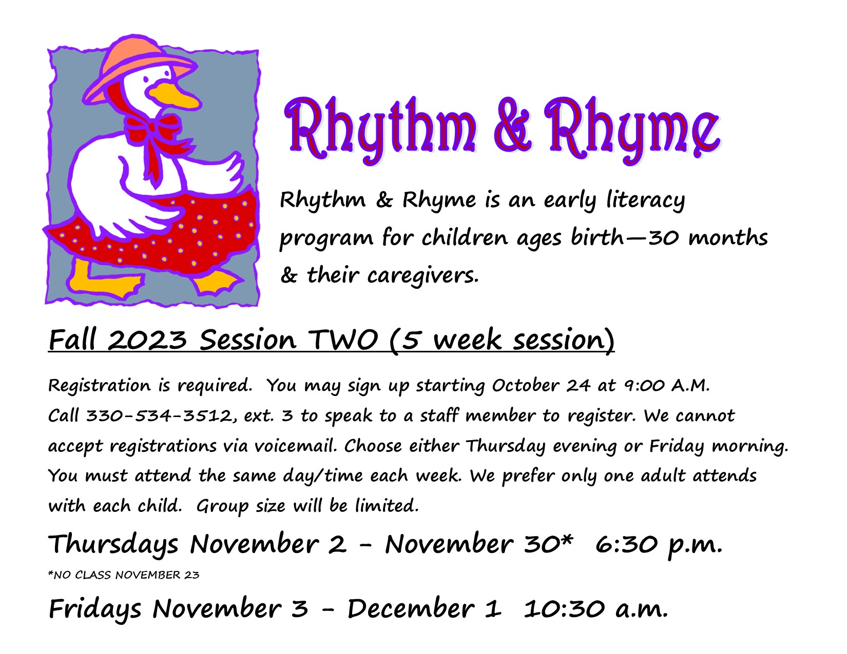 Rhythm & Rhyme Fall Session 2023
