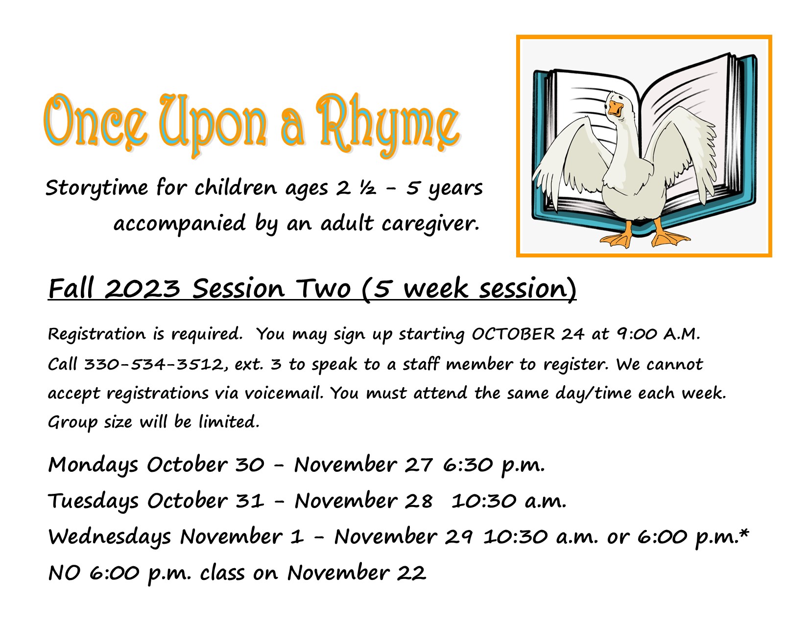 Once Upon a Rhyme Fall Session 2023